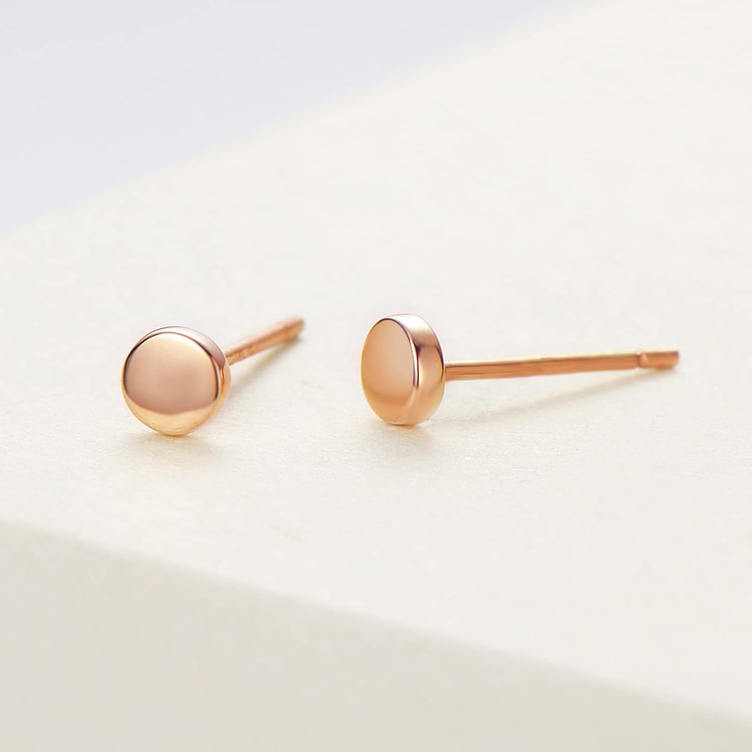 14K Solid Real Yellow Gold Earrings Dainty Tiny Statement Dot Solitaire Earrings Delicate Fine Jewelry Stud Earrings for Women