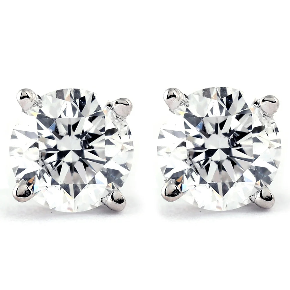 Pompeii 1.00Ct round Brilliant Cut Natural Diamond Studs in 14K Yellow Gold Setting