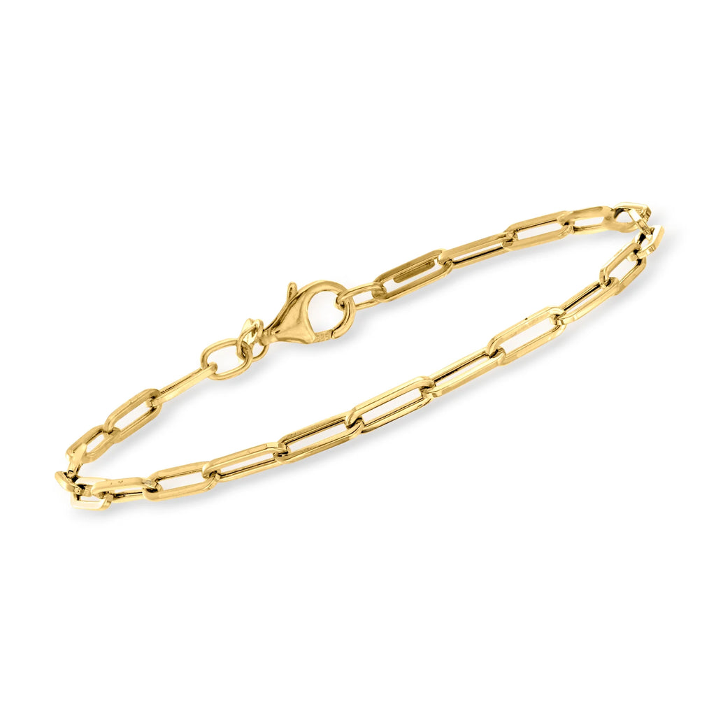 Pure Collection by  Italian 14Kt Yellow Gold Paper Clip Link Bracelet, Women'S, Adult