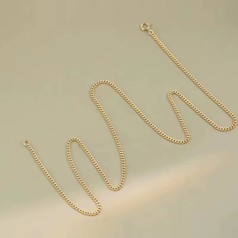 Real 18K Gold Cuban Necklace Pure AU750 Light Luxury Simple Women'S Necklace Fine Jewelry Gifts