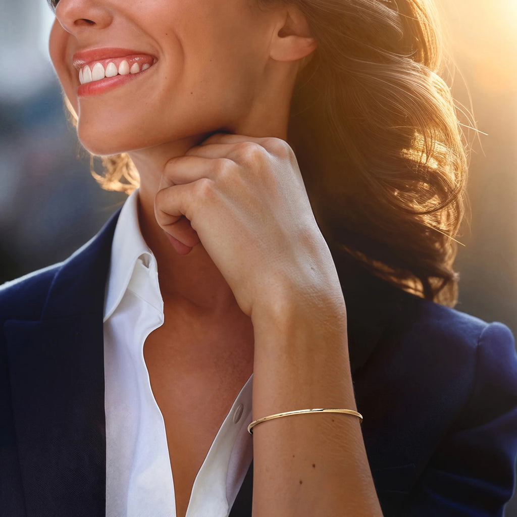 Italian 14Kt Yellow Gold Polished Bangle Bracelet, Women'S, Adult