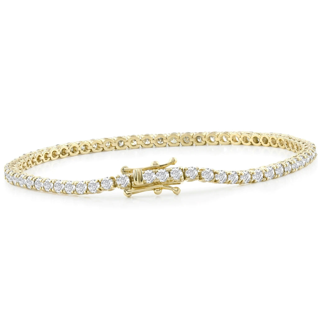 Pompeii 14K White, Rose, or Yellow Gold round Diamond Tennis Bracelet 5Cttw 7" Women'S