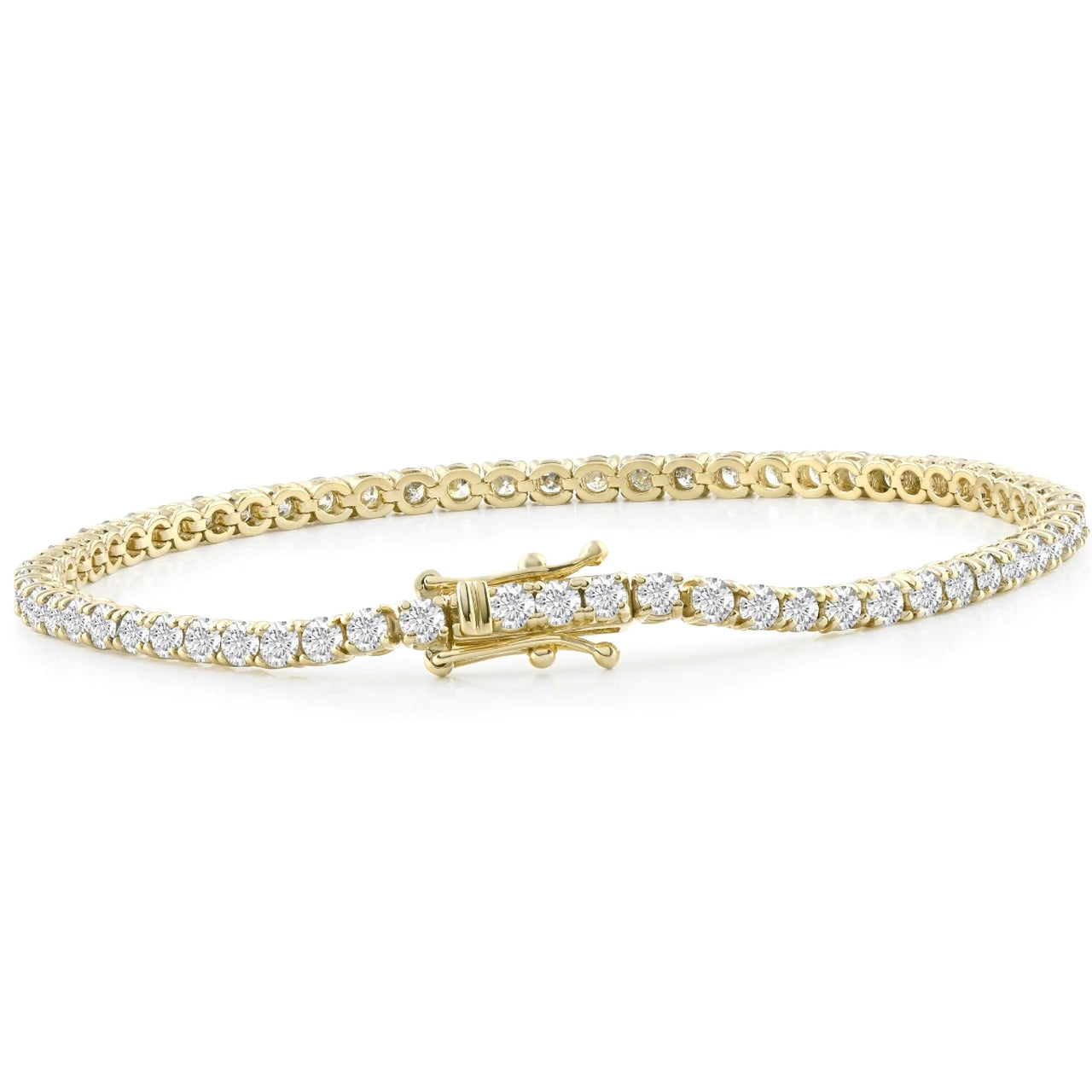 Pompeii 14K White, Rose, or Yellow Gold round Diamond Tennis Bracelet 5Cttw 7" Women'S