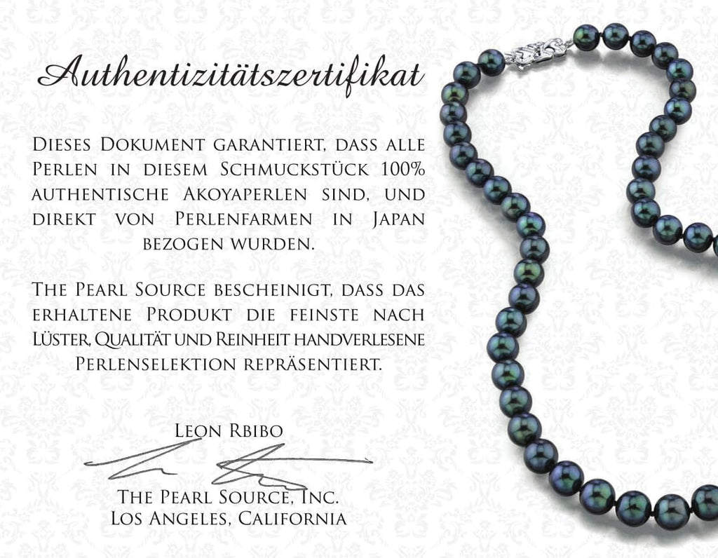 14K Gold round Genuine Black Japanese Akoya Saltwater Cultured Pearl Necklace for Women