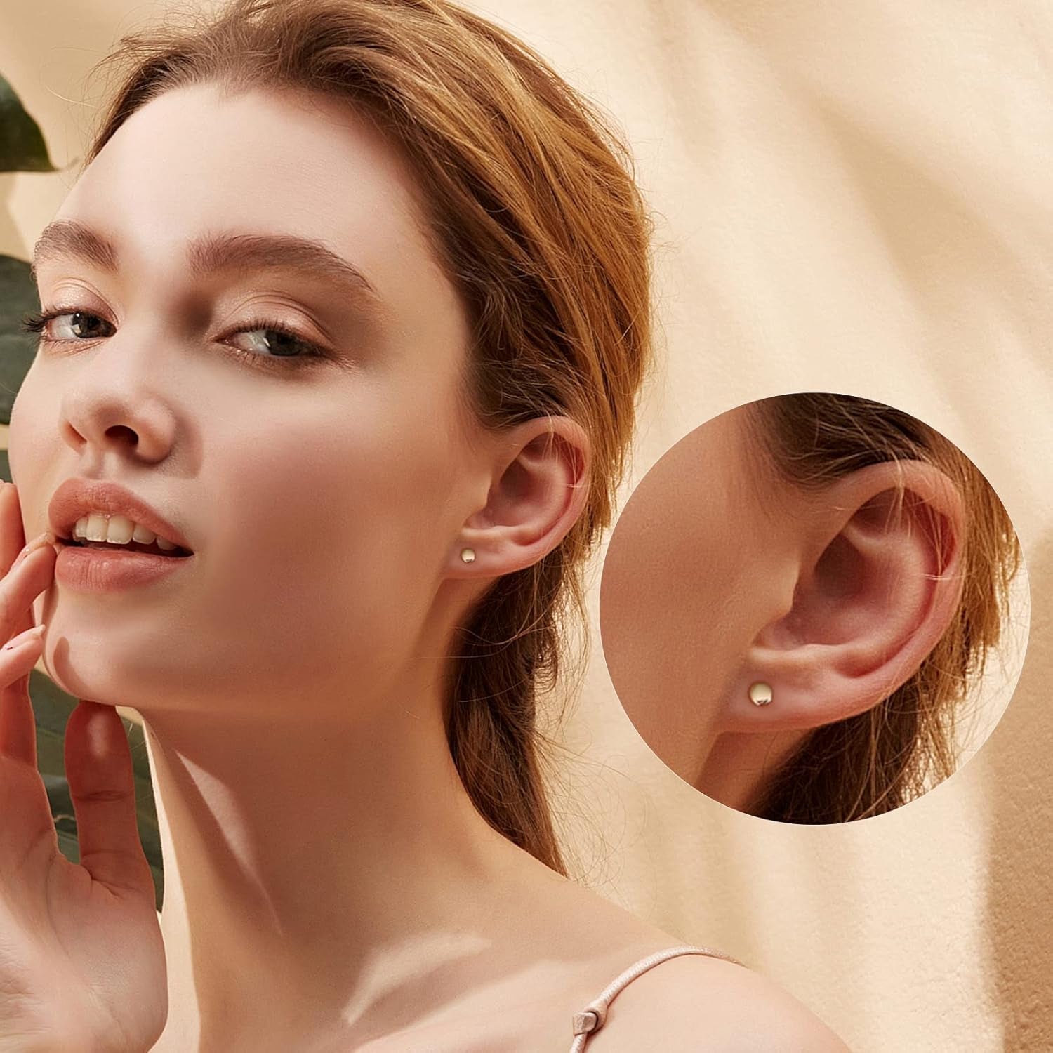 14K Solid Real Yellow Gold Earrings Dainty Tiny Statement Dot Solitaire Earrings Delicate Fine Jewelry Stud Earrings for Women