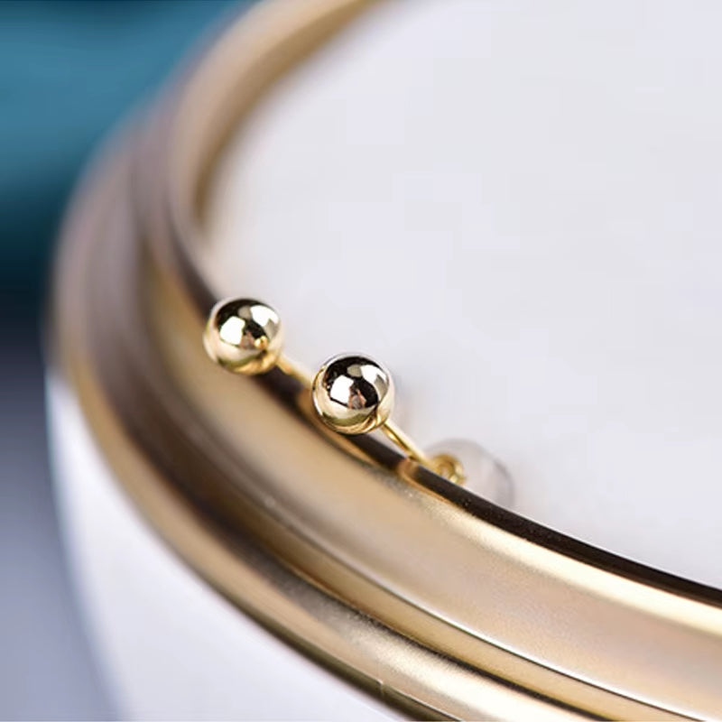 Real 18K Gold Stud Earrings Pure AU750 Gold Ball Design Women'S Earrings Simple Fashion Fine Jewelry Gift