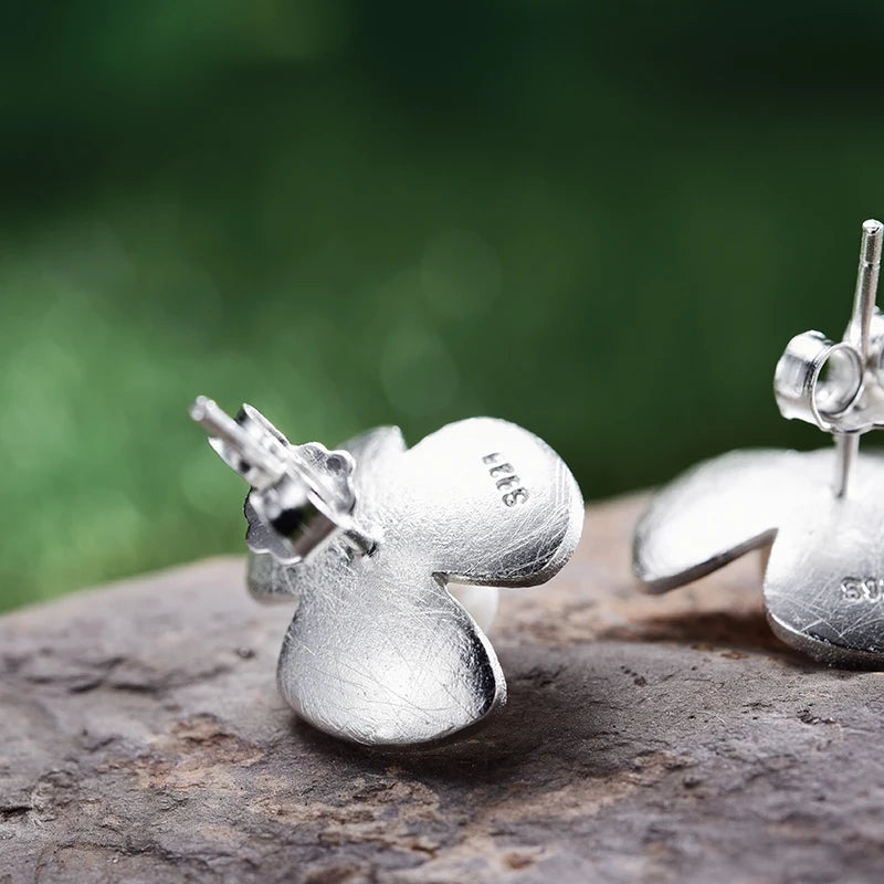 Real 925 Sterling Silver Natural Pearl Earrings Fine Jewelry 18K Gold Clover Flower Stud Earrings for Women Brincos