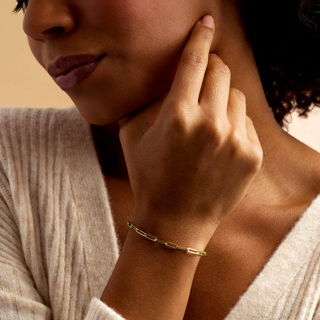 Pure Collection by  Italian 14Kt Yellow Gold Paper Clip Link Bracelet, Women'S, Adult