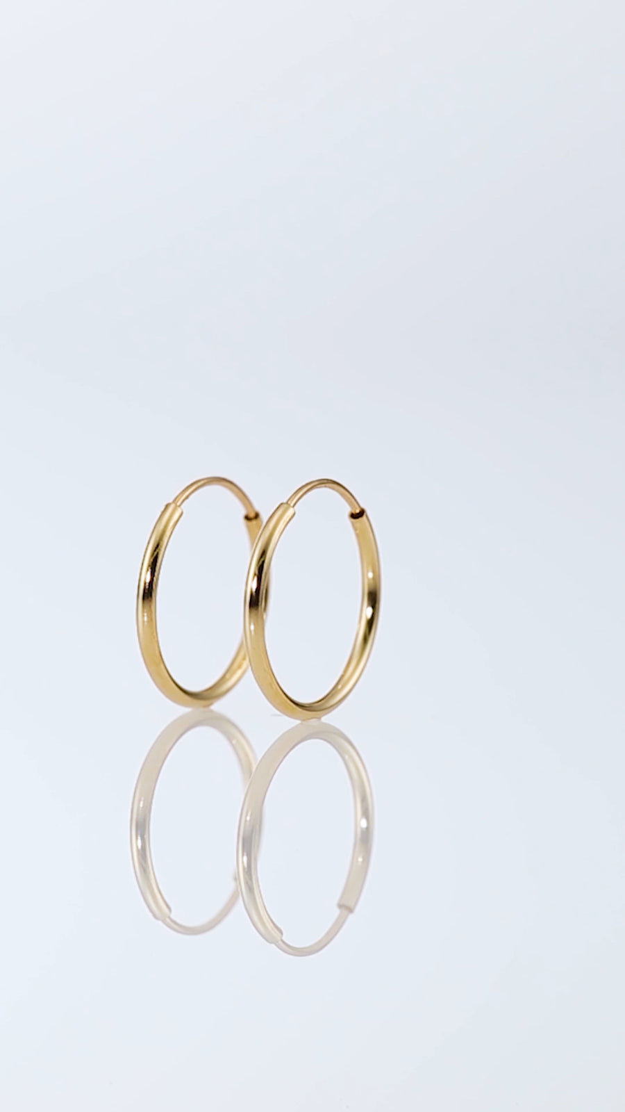 14K Real Solid Yellow Gold round Endless Hoop Earrings 1Mm Tube Hoops Ear Rings