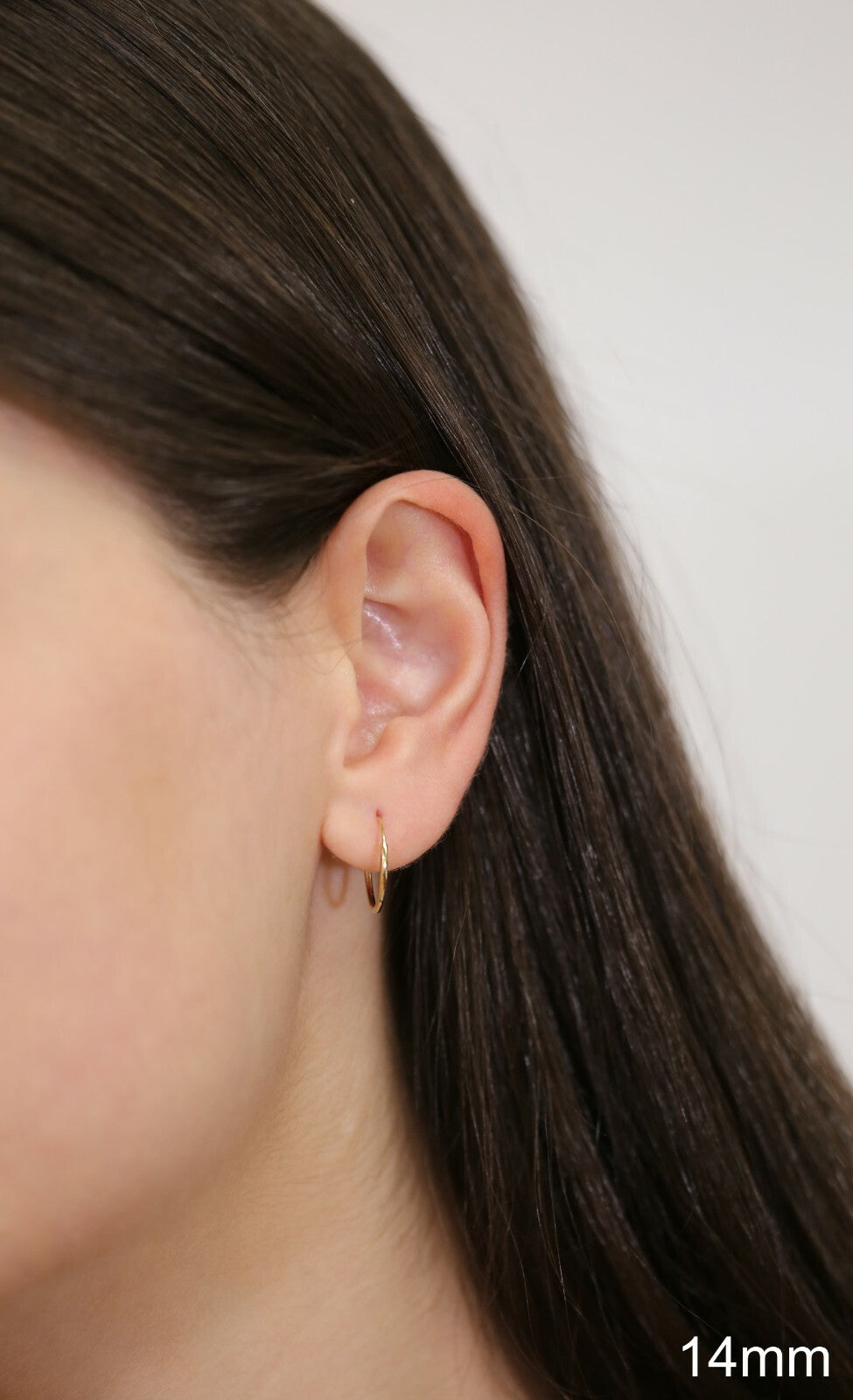 14K Real Solid Yellow Gold round Endless Hoop Earrings 1Mm Tube Hoops Ear Rings