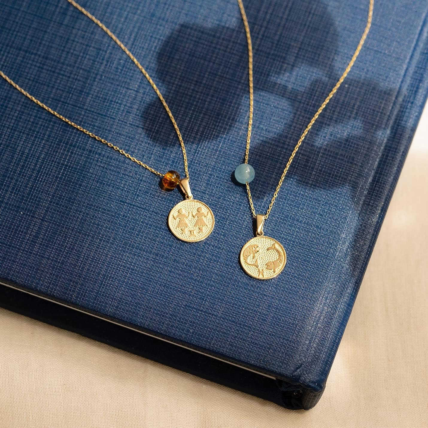 14K Solid Gold Zodiac Sign Necklace for Women