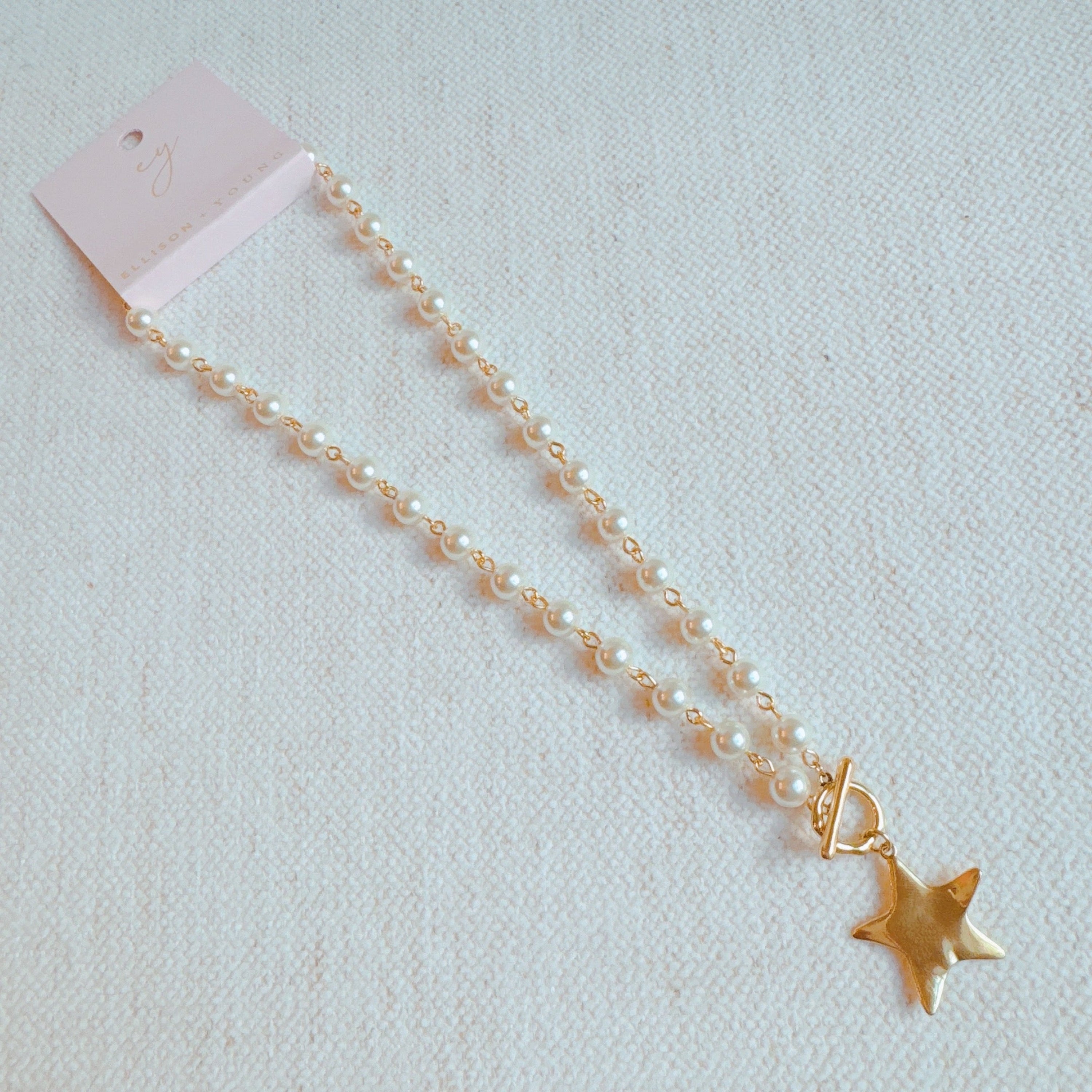 Molten Star Pearl Chain Necklace