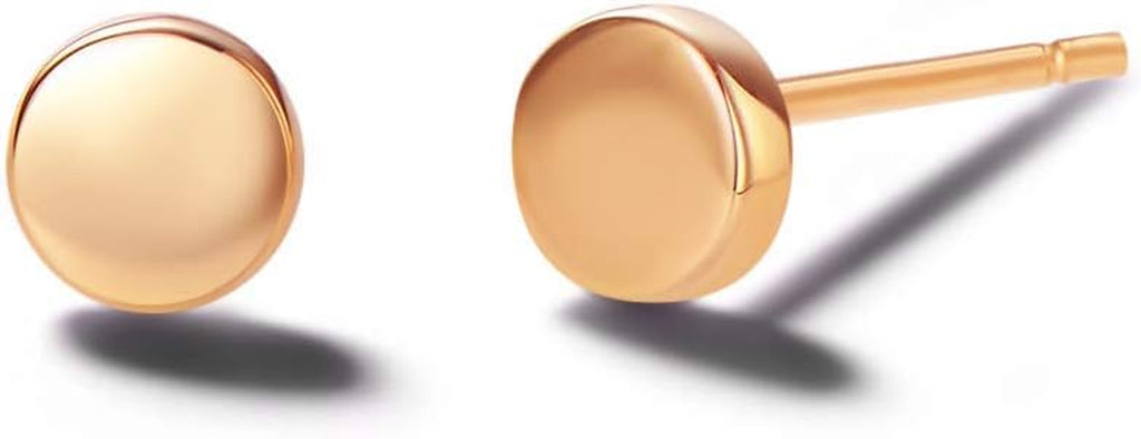 14K Solid Real Yellow Gold Earrings Dainty Tiny Statement Dot Solitaire Earrings Delicate Fine Jewelry Stud Earrings for Women