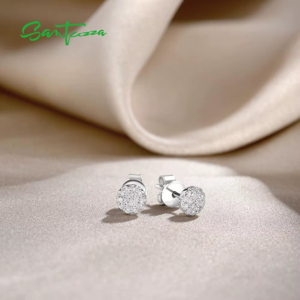 Gold Earrings for Women 14K 585 Yellow/White Gold Sparkling Diamond Dainty round Cirle Stud Earrings Trendy Fine Jewelry