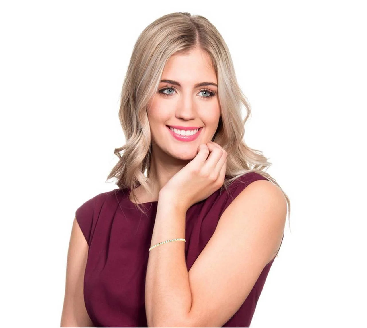 Pompeii 14K White, Rose, or Yellow Gold round Diamond Tennis Bracelet 5Cttw 7" Women'S