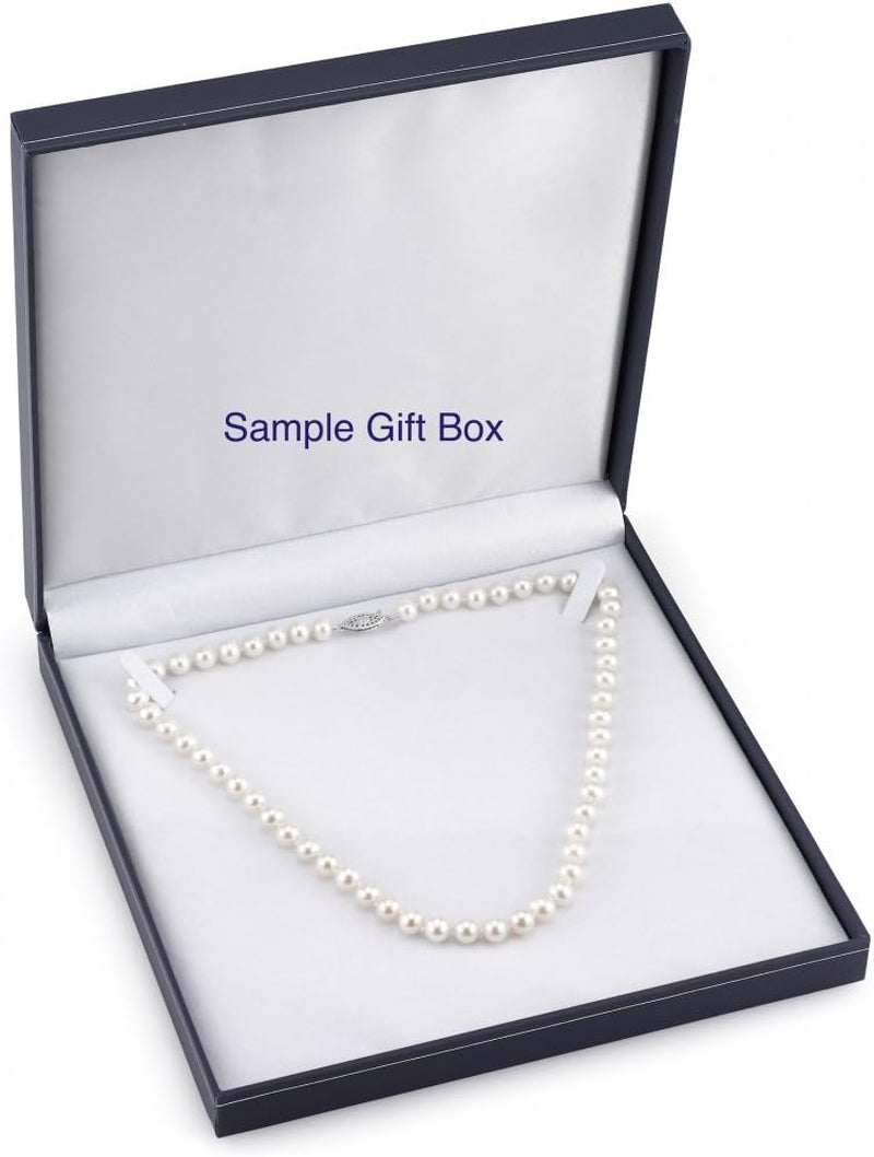 14K Gold round Genuine Black Japanese Akoya Saltwater Cultured Pearl Necklace for Women